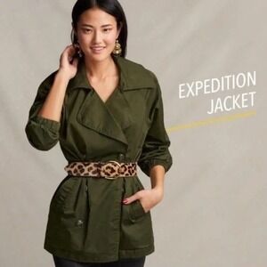 CAbi Expedition Olive Green Safari Casual Jacket Double Breasted XS - EUC